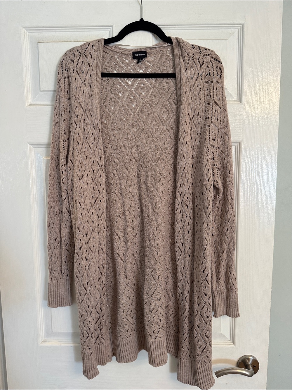 torrid blush open-front pointelle knit cardigan